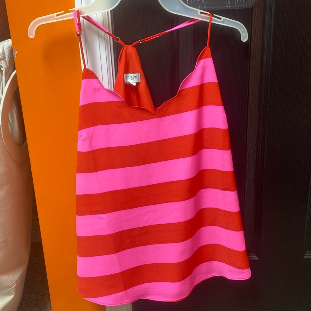 J Crew pink and red stripe tank